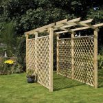 This Pergola offers a framework upon which to grow your climbing plants. This modern structure adds height and depth, transforming a garden space. The Pergola components are pressure-treated to protect the structure from rot.
