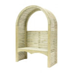 This Contemporary Arbour has real presence with modern straight lines, and a classic curved roof using quality finger joints. The arbour is pressure-treated to provide protection from wood rot and fungal decay.