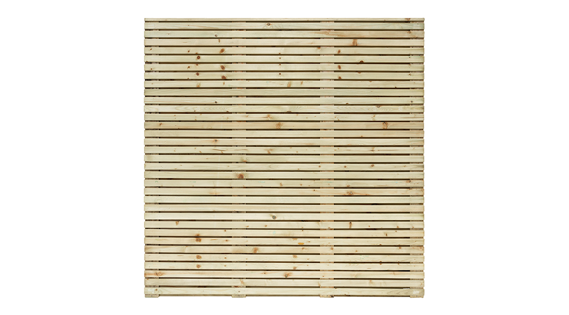 A heavyweight fence panel that combines a contemporary design with strength; making this the perfect fence for the modern garden. This substantial pressure_treated green panel is double sided and uses horizontal boards offering maximum privacy