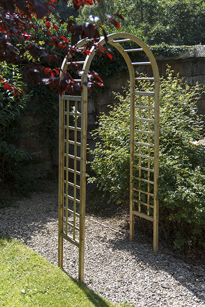 This subtle Elite Garden Arch creates an attractive garden structure. The square trellis sides are complemented by a curved top. The pressure treated timber provides extra resistance to outdoor elements.