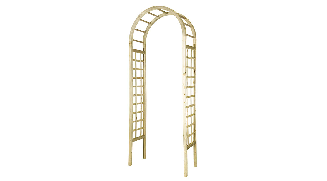 This subtle Elite Garden Arch creates an attractive garden structure. The square trellis sides are complemented by a curved top. The pressure treated timber provides extra resistance to outdoor elements.