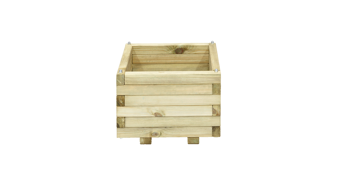 A substantial medium sized Square Planter ideal for creating a modern planting display. The planed and pressure treated timber enhances this robust planter’s lifetime. The sturdy frame is supported by a metal locating pin in each corner, ensuring long-term durability.