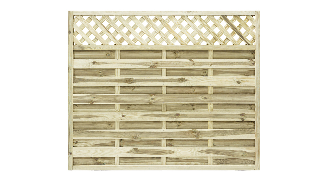 The Elite Malo Fence Panel is made from sturdy horizontal slats and lattice top that features a quality planed, rounded and grooved timber finish. This panel is pressure -treated offering protection against the elements and features a strong rebated frame for durability.