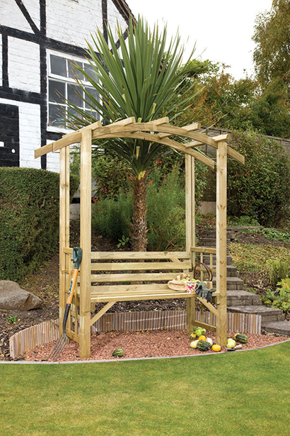 The Romana Arbour is a simplistic structure that will add to the appearance and character of your garden. The comfortable bench is ideal for you to sit and relax, whilst the half trellised sides are perfect for supporting climbing plants. The pressure-treated timber ensures protection and longevity in use.