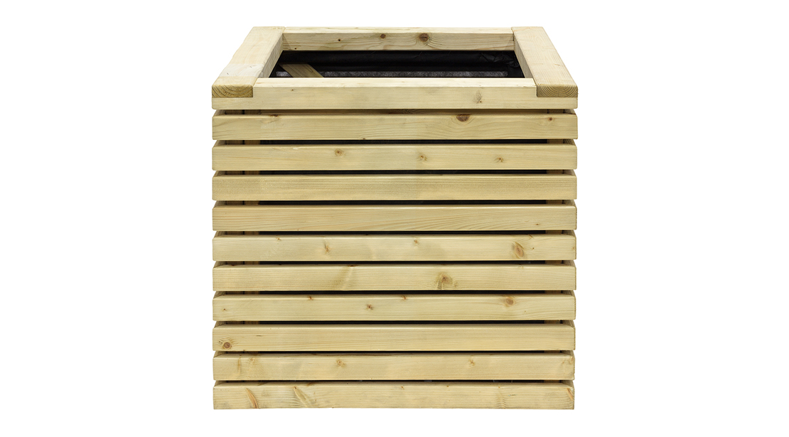 This robust square planter is a perfect addition to the Grange Contemporary fence panel and structures range. It comes with a liner and fully assembled, so is ready to be planted immediately. The planed and rounded slats are pressure treated for a high quality finish and an extra decorative look.
