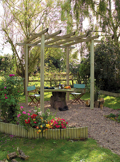 This standalone Traditional Pergola is ideal for use on a lawn or patio area. The posts and rafters are ideal for growing climbing plants and roses. The planed and pressure-treated timber provides a superior finish and longevity in use.