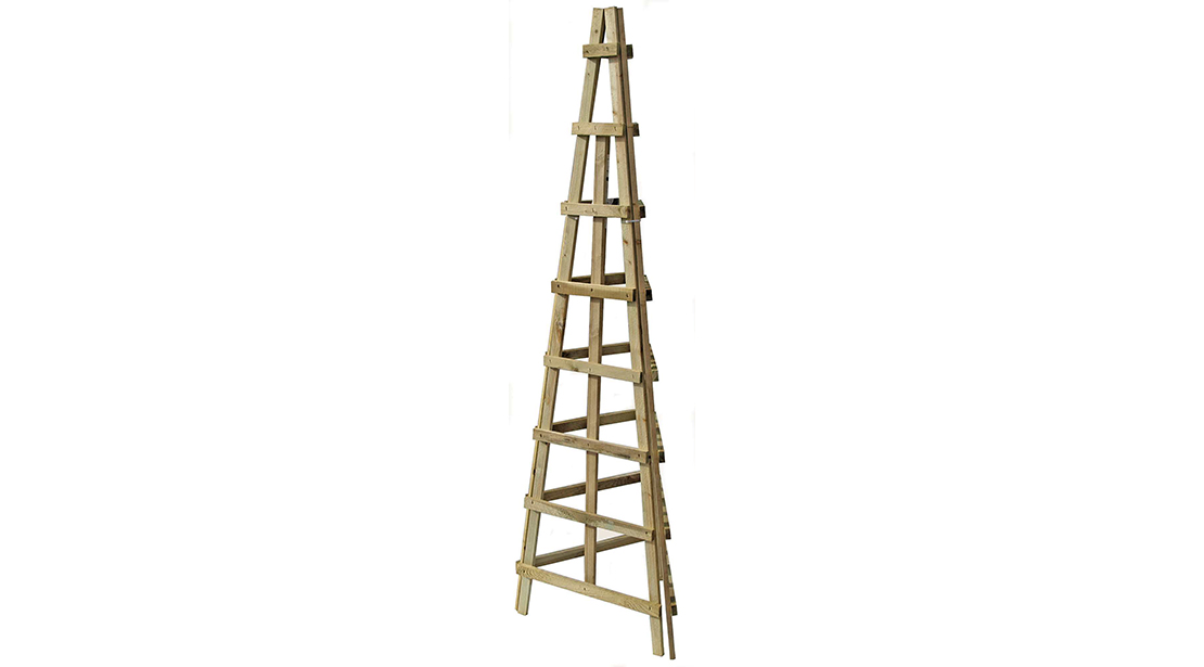 This three sided Trellis Obelisk is ideal for growing runner beans or other climbing plants. The pressure treated timber provides extra protection against wood rot and decay.