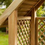 This classic arbour is designed with diamond trellis sides and back to support climbing plants. The slatted roof provides extra protection from the sun, and the sturdy yet comfortable bench enables you to sit back and relax. It is made from pressure-treated timber for long lasting protection.