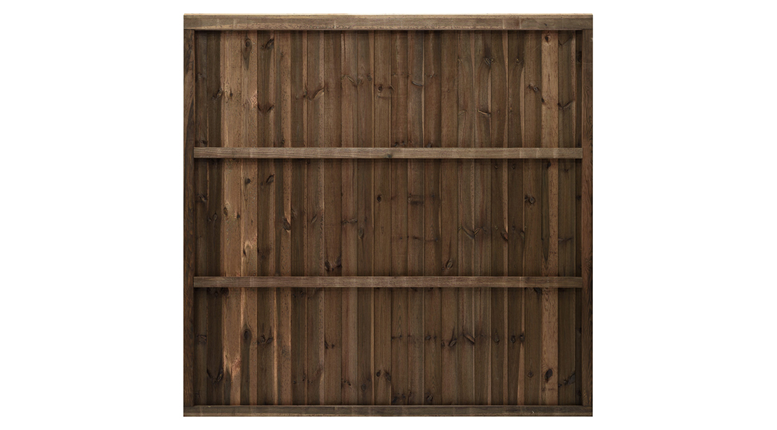 This panel is constructed using 100mm wide featheredge boards and a flat top edge combining a classic look with strength. Available pressure-treated in either pressure-treated green, pressure-treated golden brown or dark brown for protection against wood rot.
