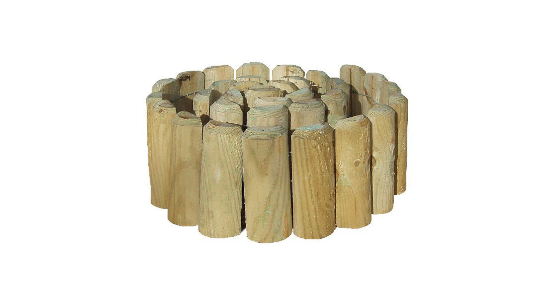 This timber log roll edging is perfect for creating a border along a lawn. It is manufactured from pressure treated timber and quick and easy to fit. The versatile roll can be used on straight or curved edges.