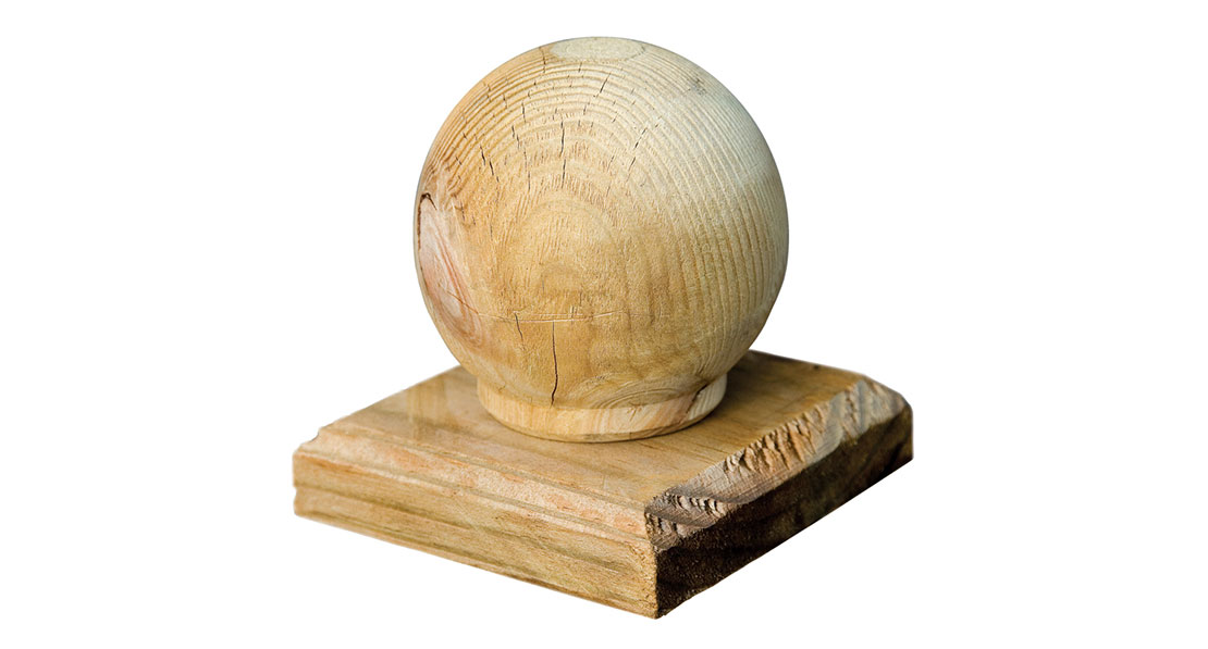 The Elite Ball Finial Post Cap is a decorative way of finishing off fence panel posts. The design features a turned piece of timber that is pressure treated green for protection against wood rot.