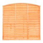 SUPERIOR BOW TOP LAP FENCE PANEL An added twist to a simple design, a stronger lap panel constructed using double waney edge slats that are secured into a neat arched shaped rebated frame.