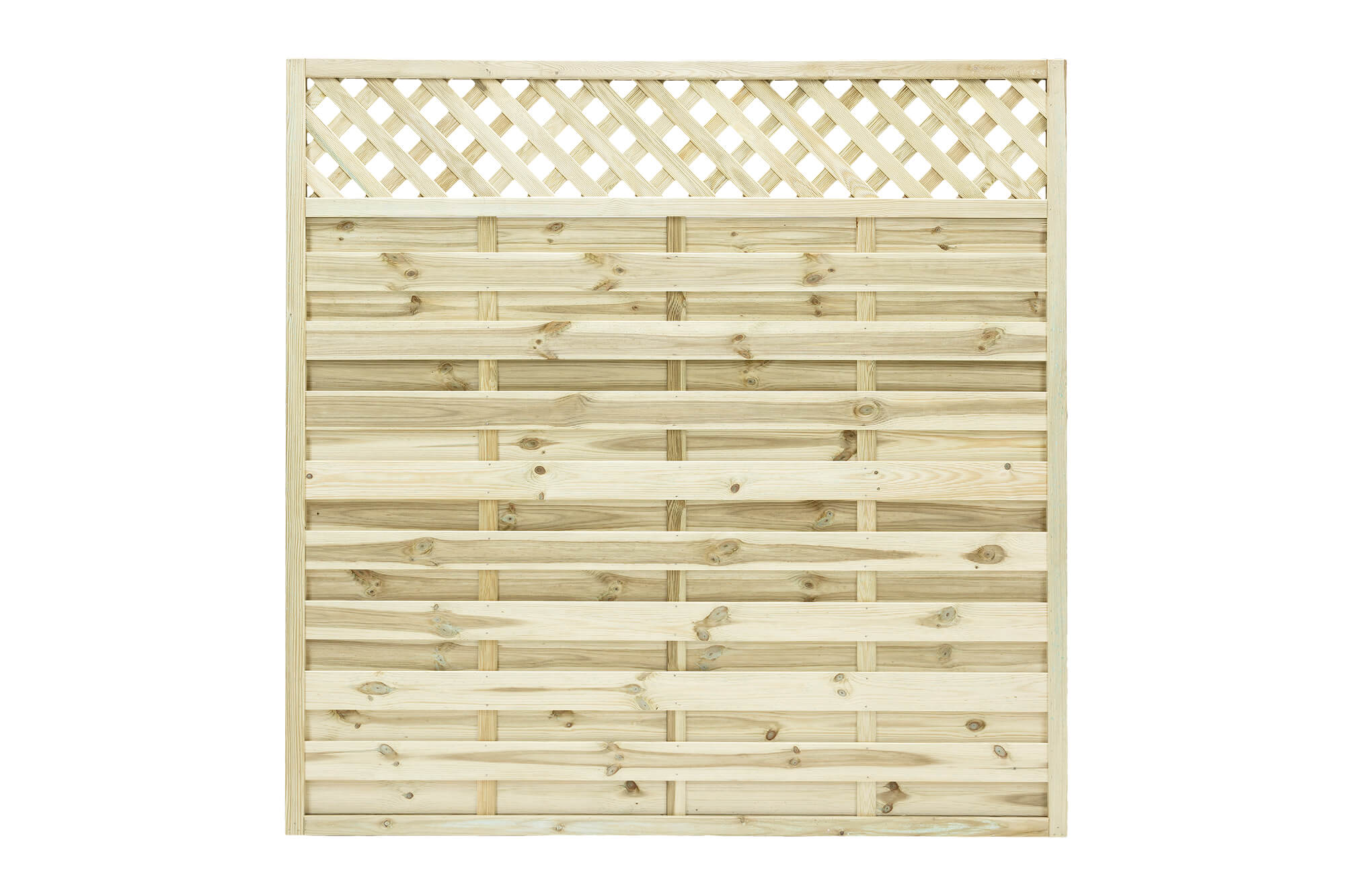 The Elite Malo Fence Panel is made from sturdy horizontal slats and lattice top that features a quality planed, rounded and grooved timber finish. This panel is pressure -treated offering protection against the elements and features a strong rebated frame for durability.