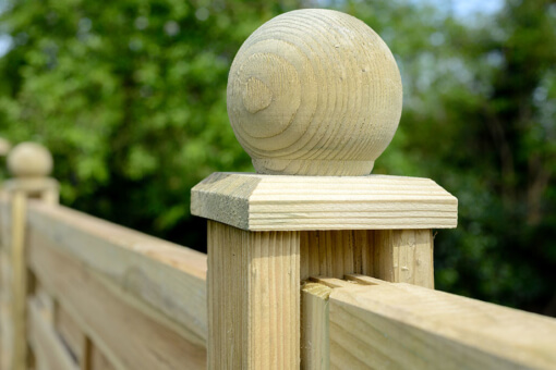 The Elite Ball Finial Post Cap is a decorative way of finishing off fence panel posts. The design features a turned piece of timber that is pressure treated green for protection against wood rot.